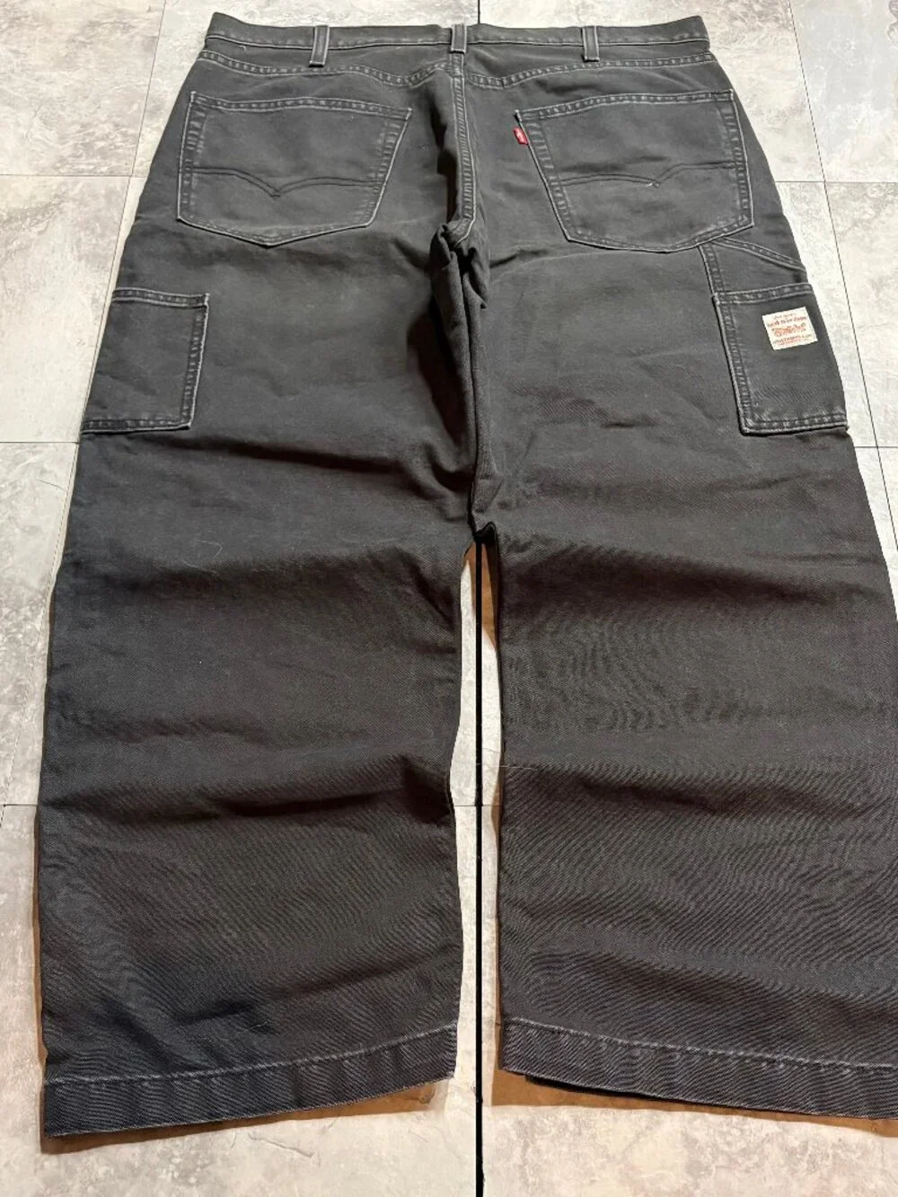 Levi's Double Knee Carpenter Jeans 36x30 Black Baggy Workwear Y2K